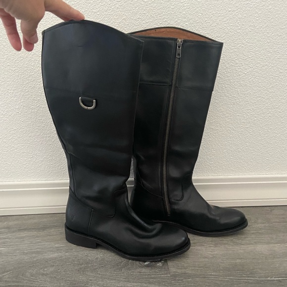 Frye black leather boot riding boots Jayden D Ring tall winter boot 6.5 - Picture 16 of 16